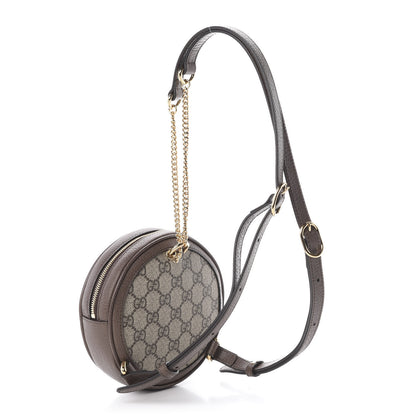 Gucci GG Supreme Monogram Web Mini Ophidia Round Backpack Brown 2 of 10