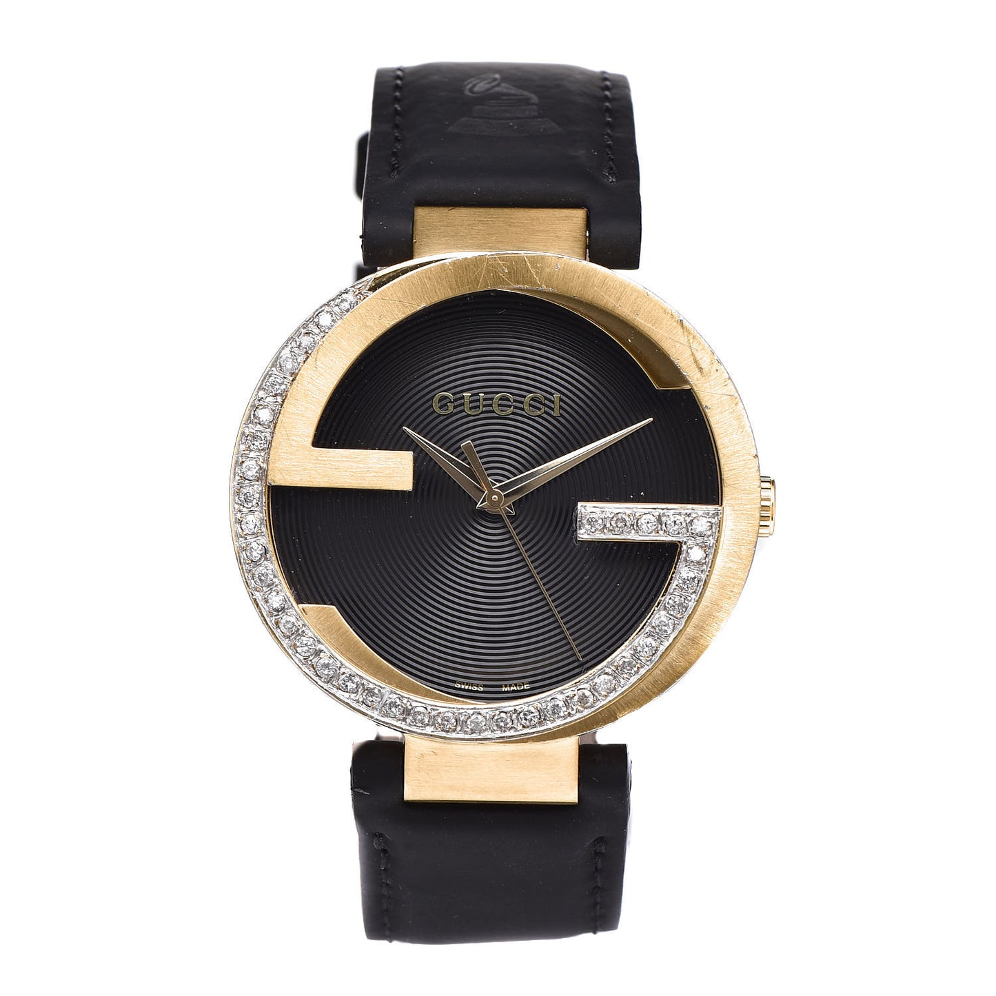 Stainless Steel Calfskin Diamond 42mm Interlocking G Latin Grammy Quartz Watch