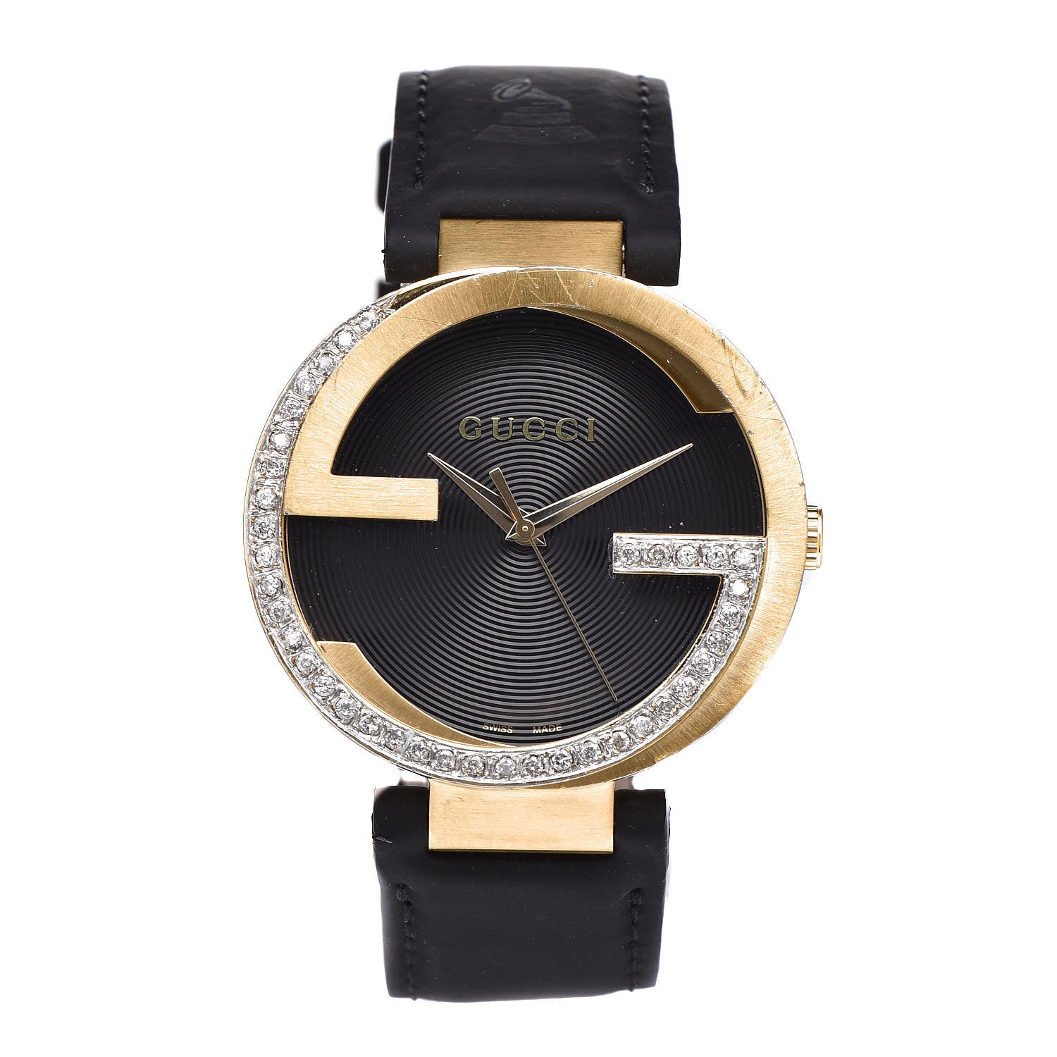 Gucci Stainless Steel Calfskin Diamond 42mm Interlocking G Latin Grammy Quartz Watch 1 of 9
