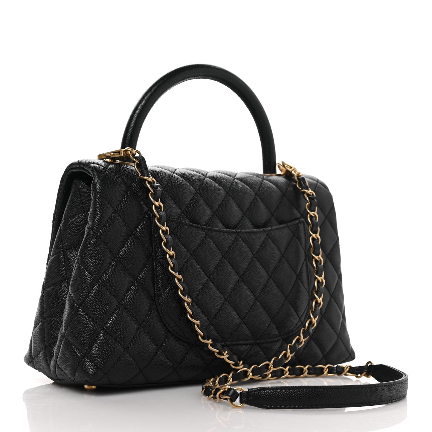 Caviar Quilted Small Coco Handle Flap Black