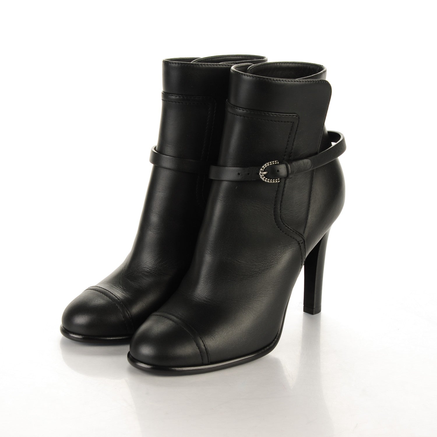 Chanel Calfskin Buckle Short Boots 36 Black 3 of 7