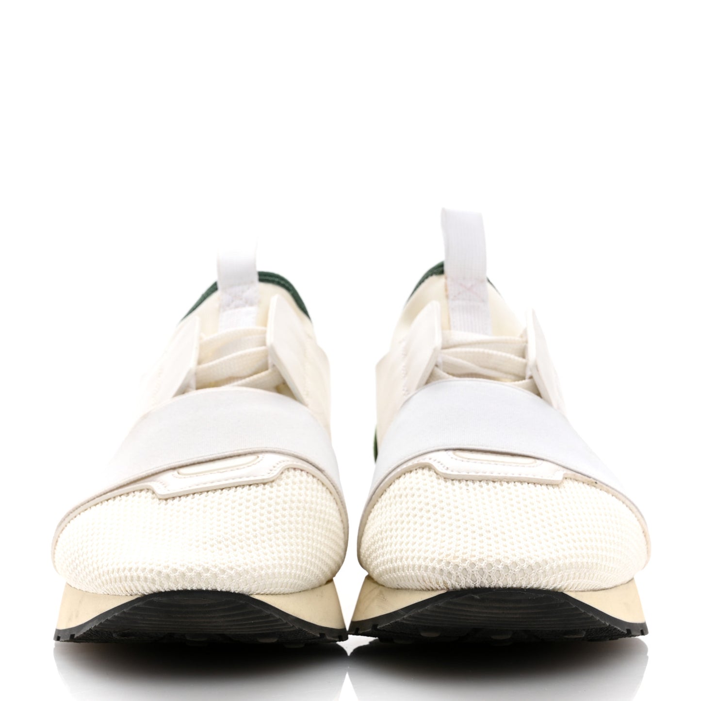 Mesh Calfskin Neoprene Womens Race Runner Sneakers 41 White