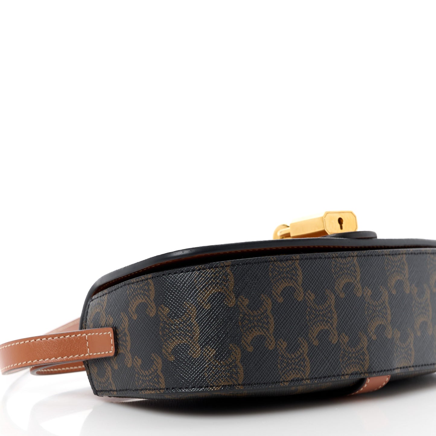 Triomphe Canvas Calfskin Tabou Clutch on Strap Tan