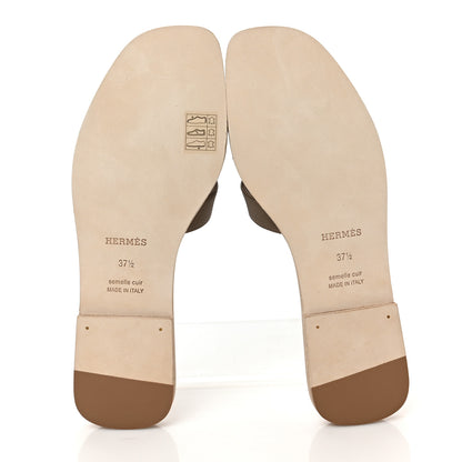 Hermes Epsom Oran Sandals 37.5 Etoupe 5 of 9