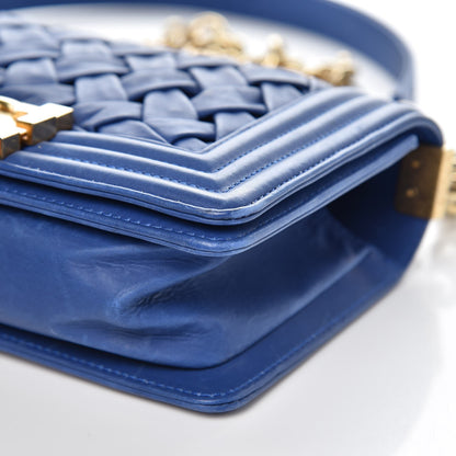 Chanel Lambskin Woven Small Chateau Boy Flap Blue 11 of 12
