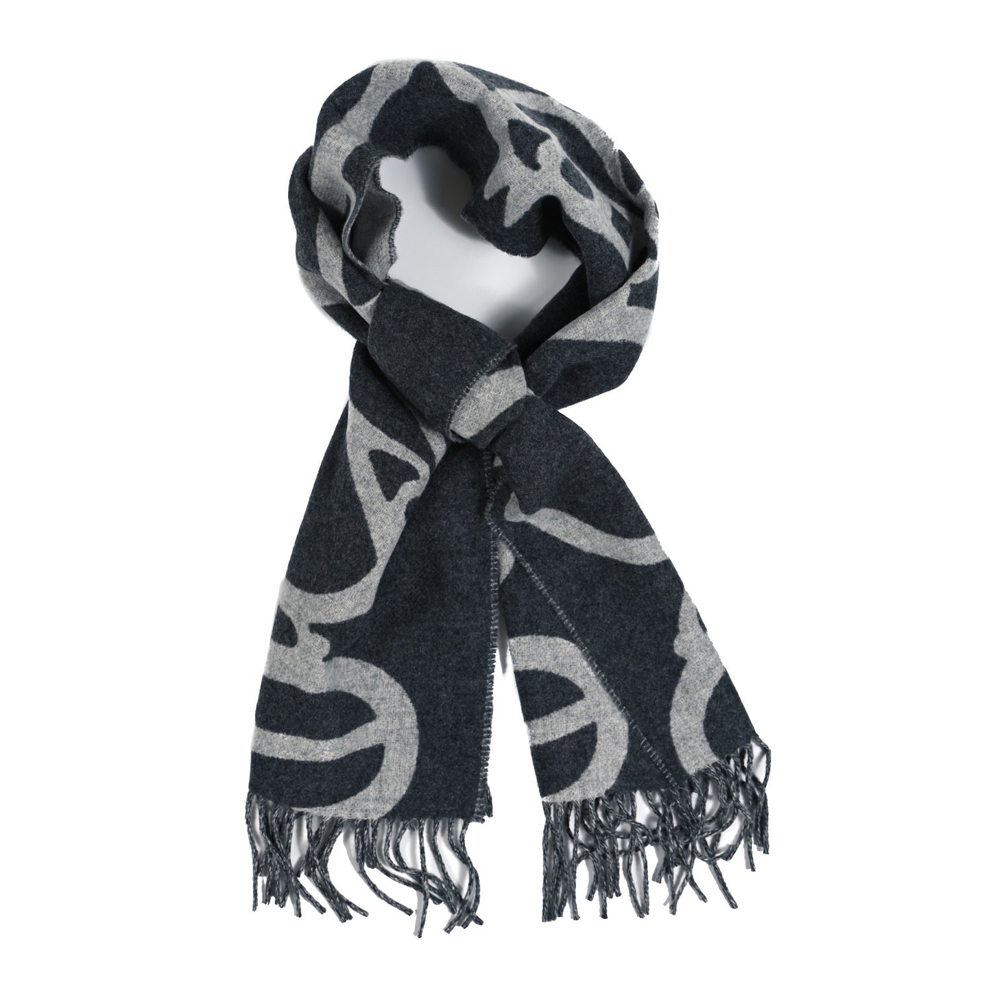 Cashmere Boucles et Camails Muffler Anthracite Gris Clair