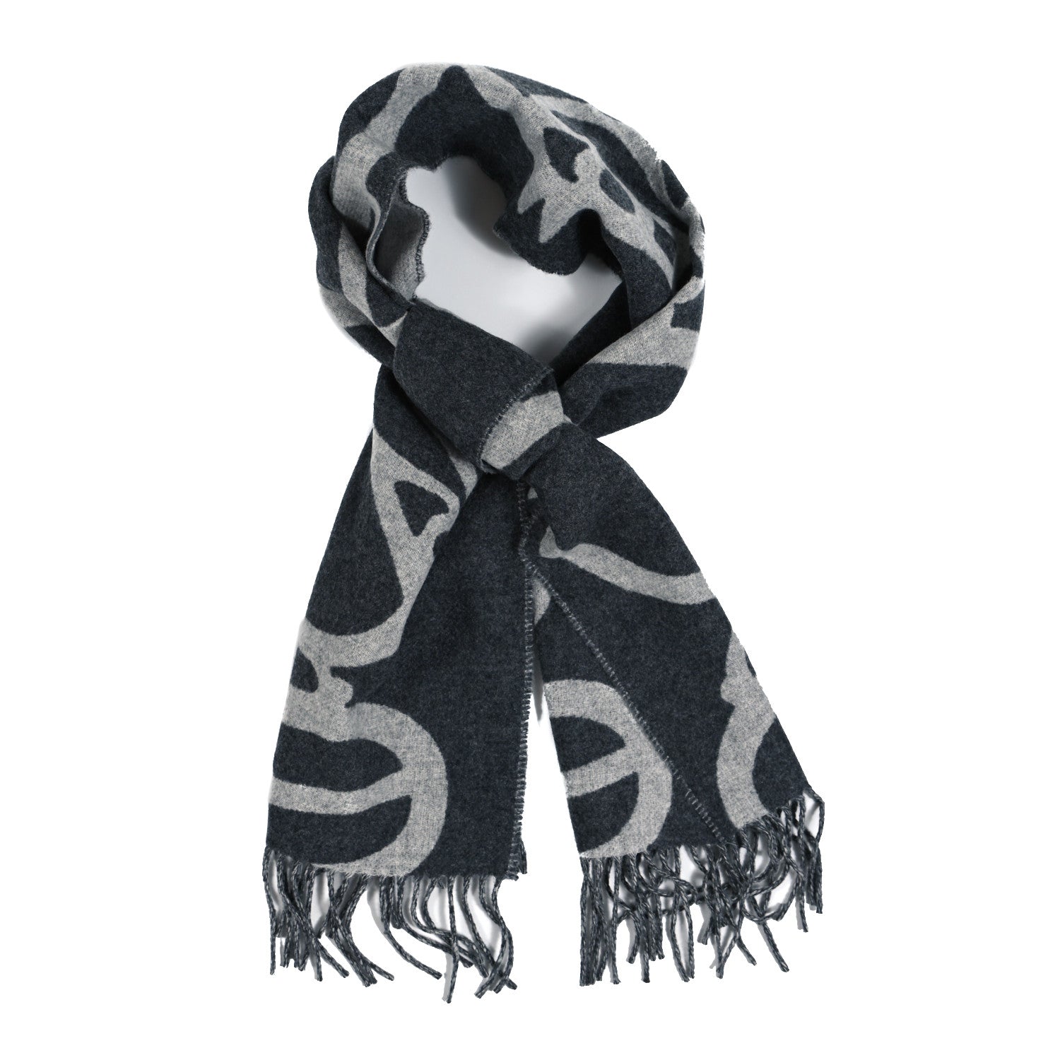 Hermes Cashmere Boucles et Camails Muffler Anthracite Gris Clair 1 of 3