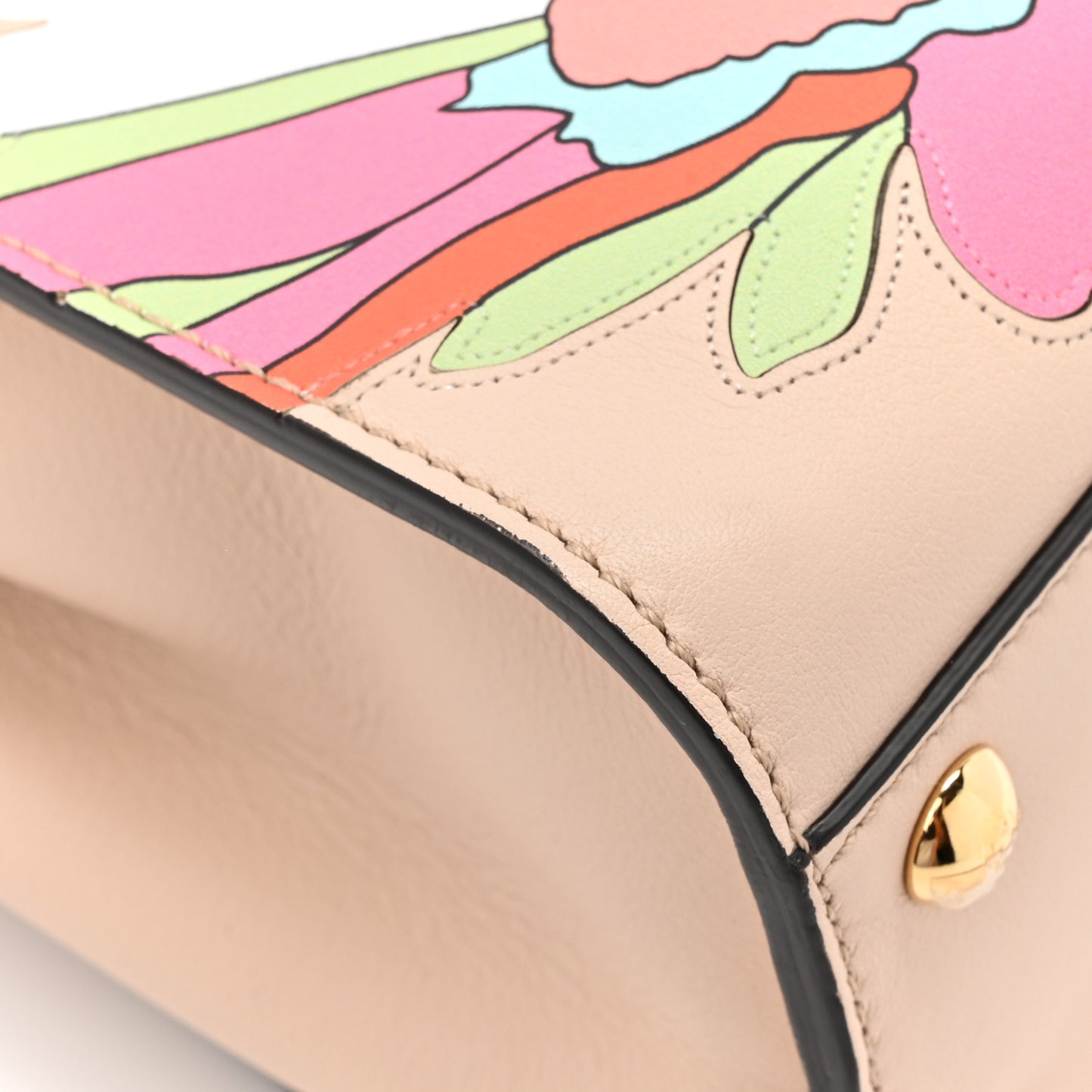Nappa Flower Inlay Mini Peekaboo Iconic Satchel Poudre Sand Nuvola Multicolor