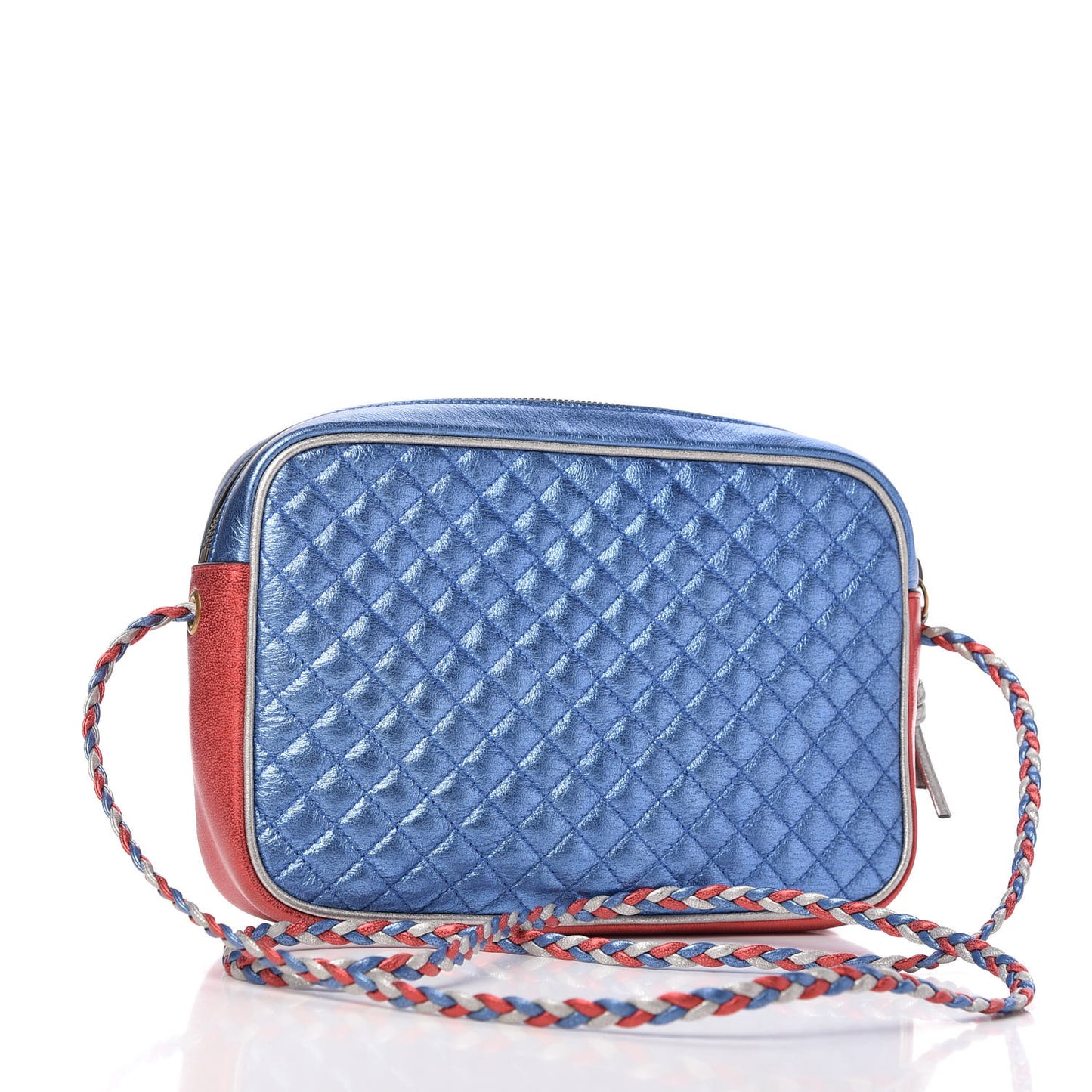 Laminated Nappa Trapuntata Small Zumi Shoulder Bag Rosso Marine Argento