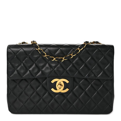 Chanel Lambskin Quilted XL Jumbo Single Flap Black 1 of 13