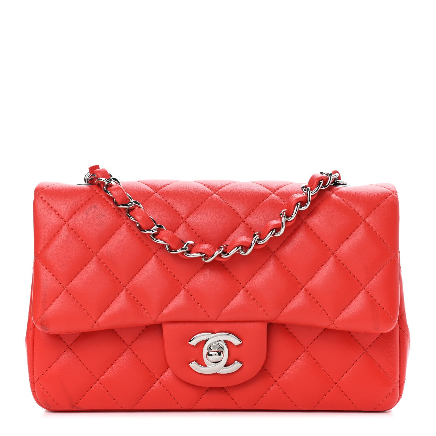 Chanel Lambskin Quilted Mini Rectangular Flap Red 1 of 13