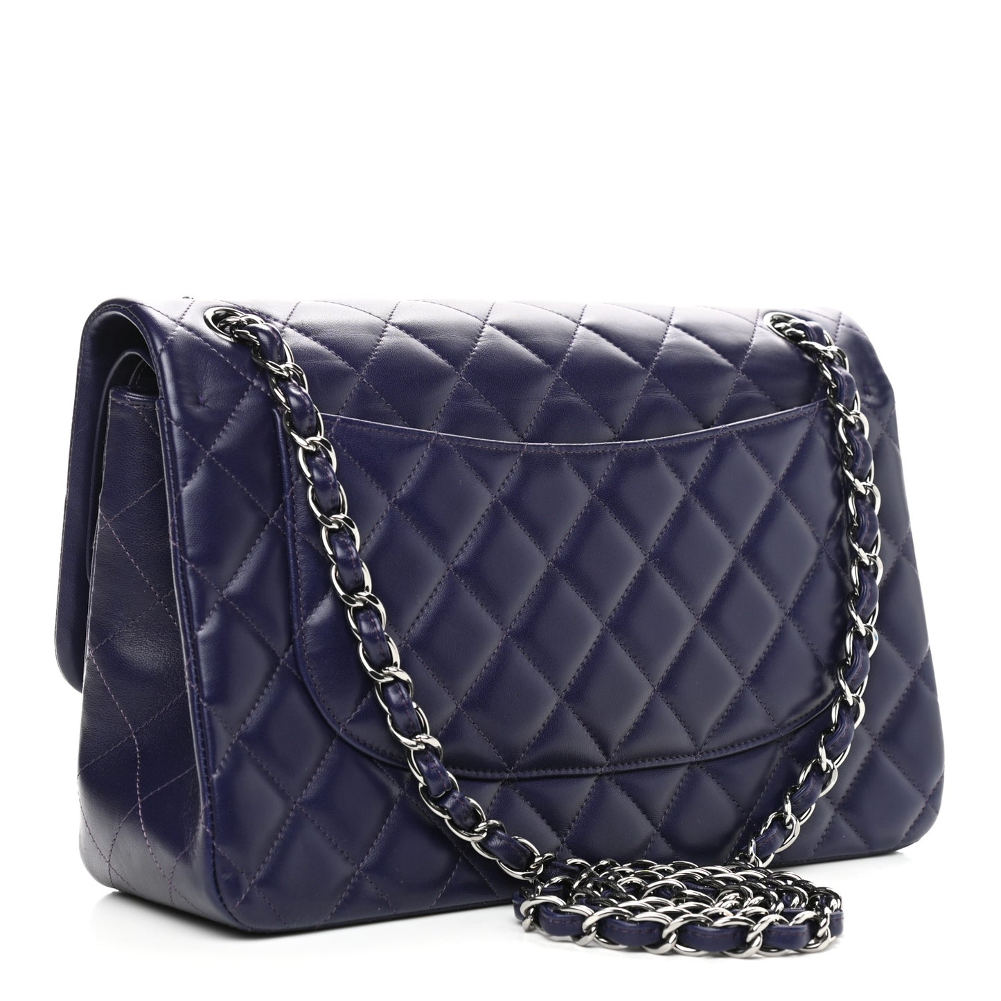 Lambskin Quilted Jumbo Double Flap Purple