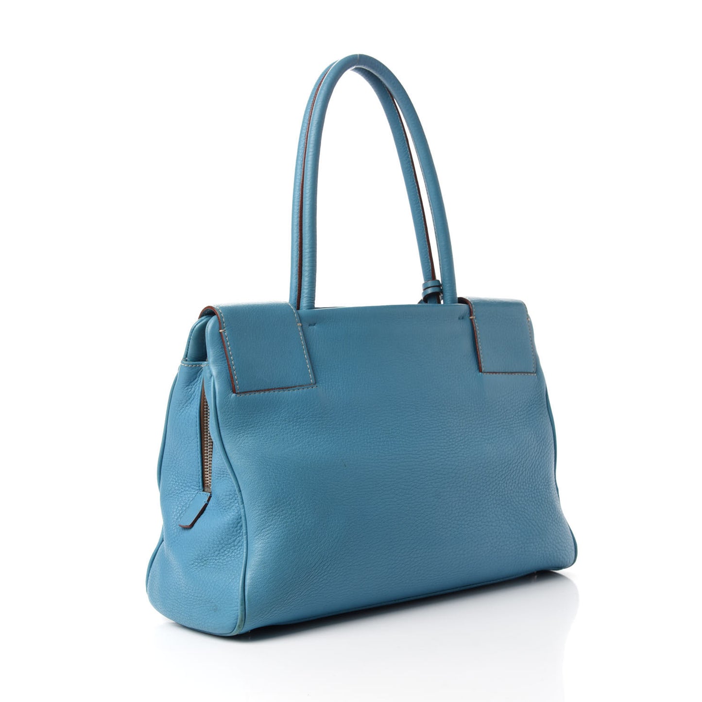 Vitello Top Handle Tote Turchese