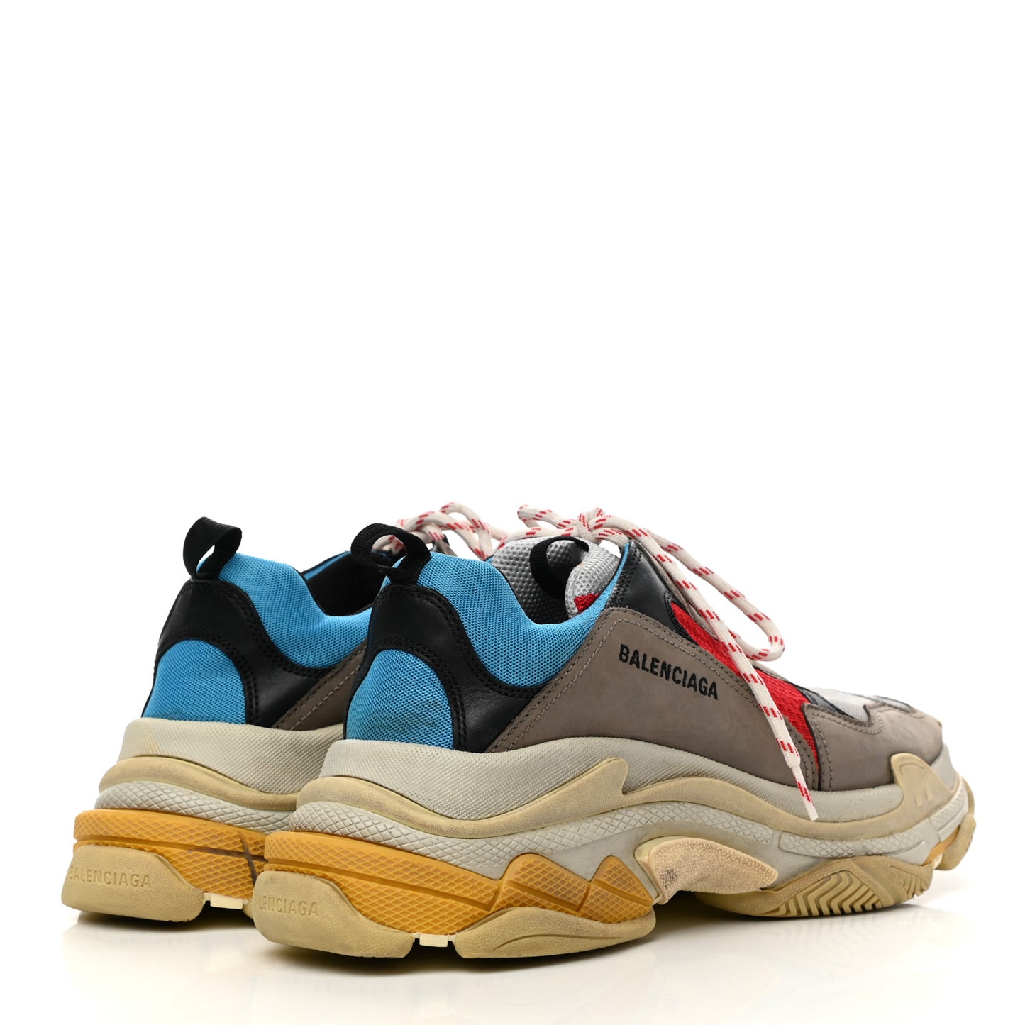 Mesh Nubuck Mens Triple S Sneakers 45 Bleu Gris Rouge