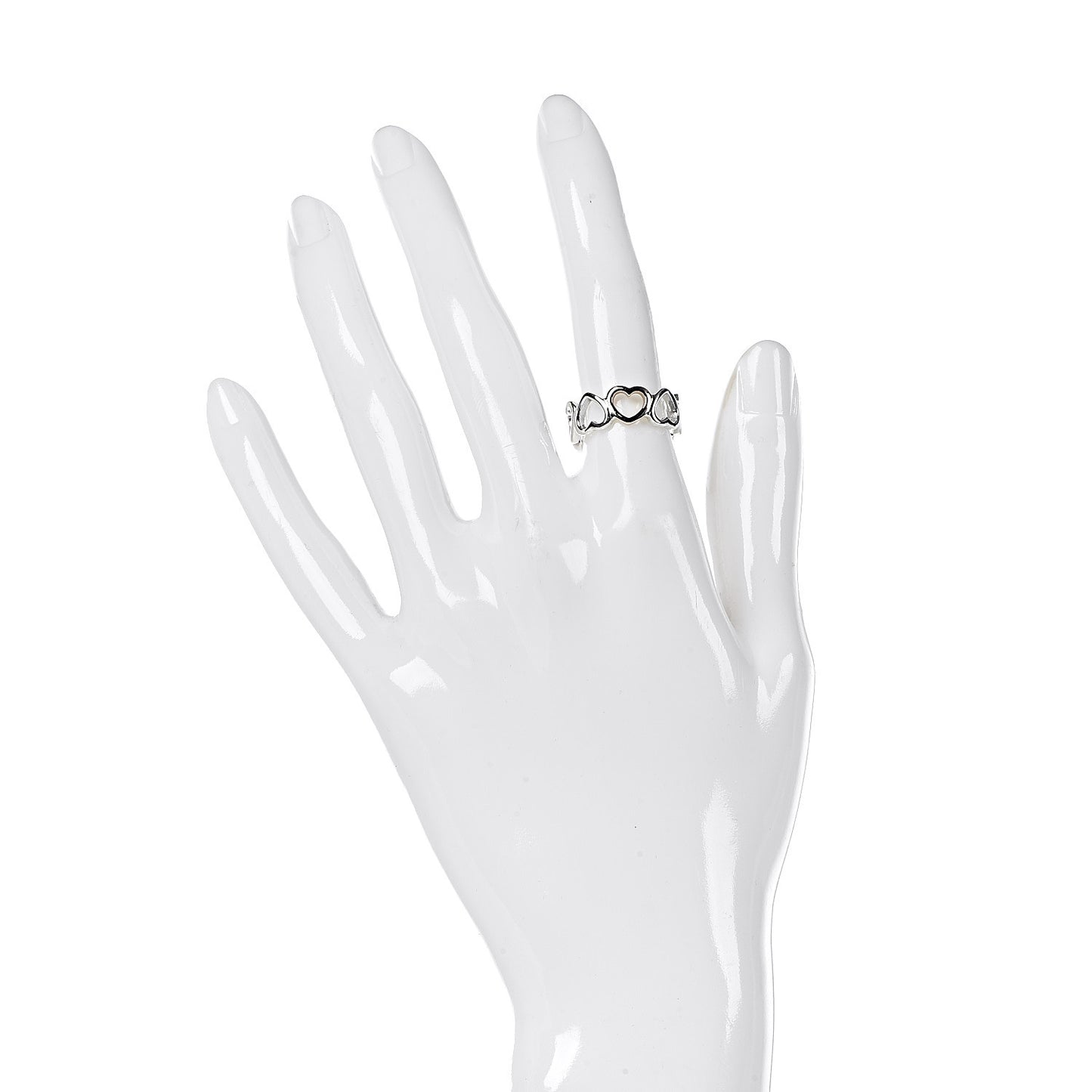 Sterling Silver 18K Rose Gold Hearts Eternity Band Ring 50 5.5