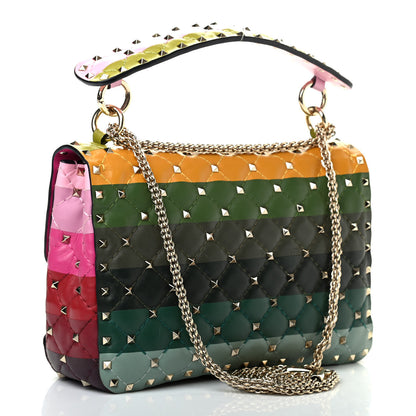 Valentino Garavani Lambskin Stripe Intarsia Medium Rockstud Spike Shoulder Bag Multicolor 3 of 8