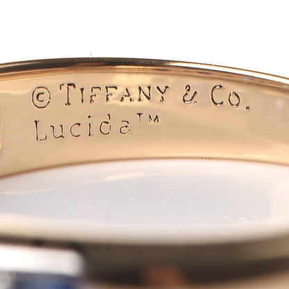 Tiffany 18K Yellow Gold Platinum Diamond Blue Sapphire 4mm Lucida Band Ring 52 6 5 of 8