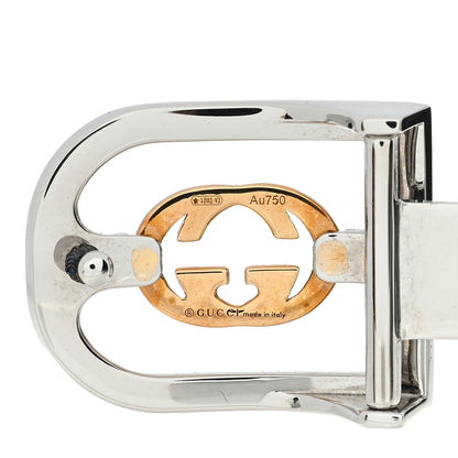Gucci Stainless Steel 18K Yellow Gold Leather Interlocking G Buckle Bracelet Black 3 of 4