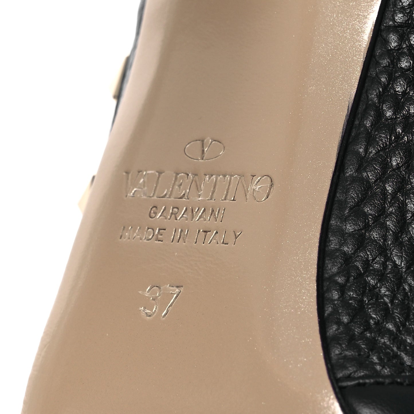 Calfskin Nappa Rockstud Ankle Strap 100mm Pumps 37 Black