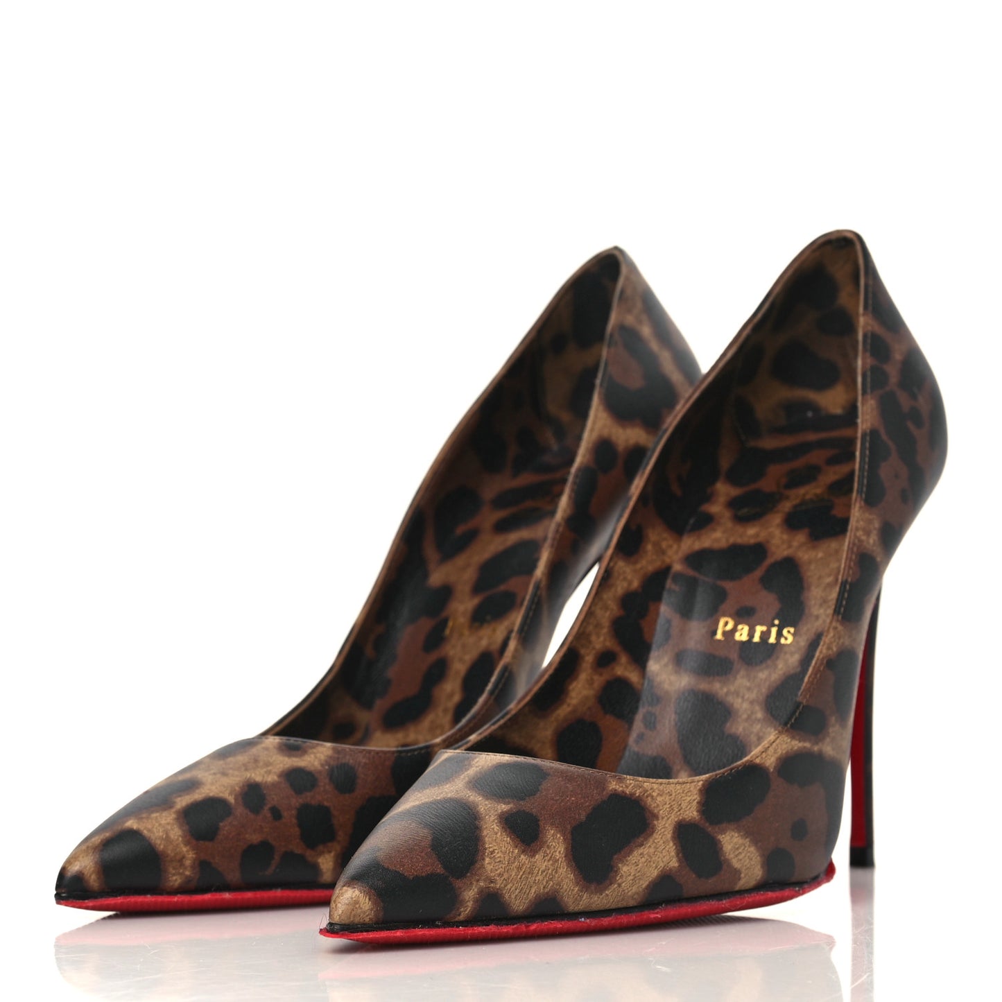 Calfskin Leopard Print Kate 100 Pumps 37 Brown
