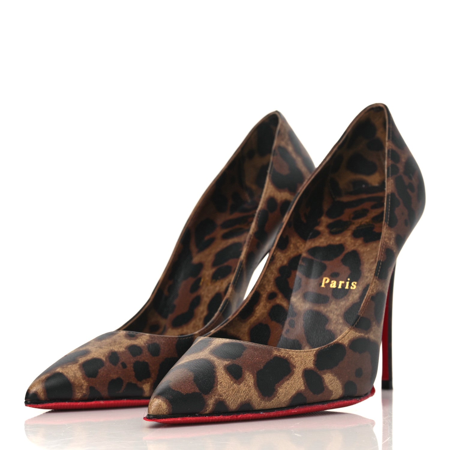 Christian Louboutin Calfskin Leopard Print Kate 100 Pumps 37 Brown 2 of 9