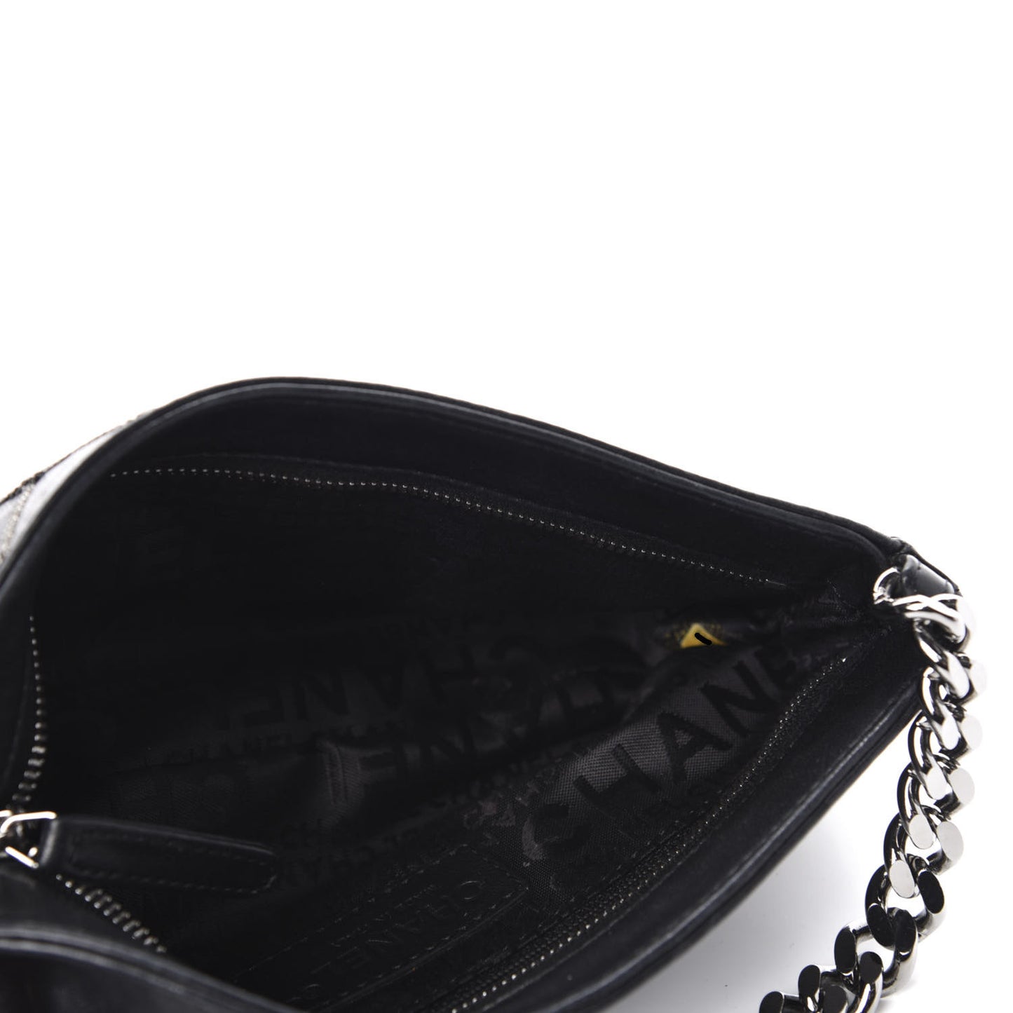 Calfskin Chain Stitch Clutch Black