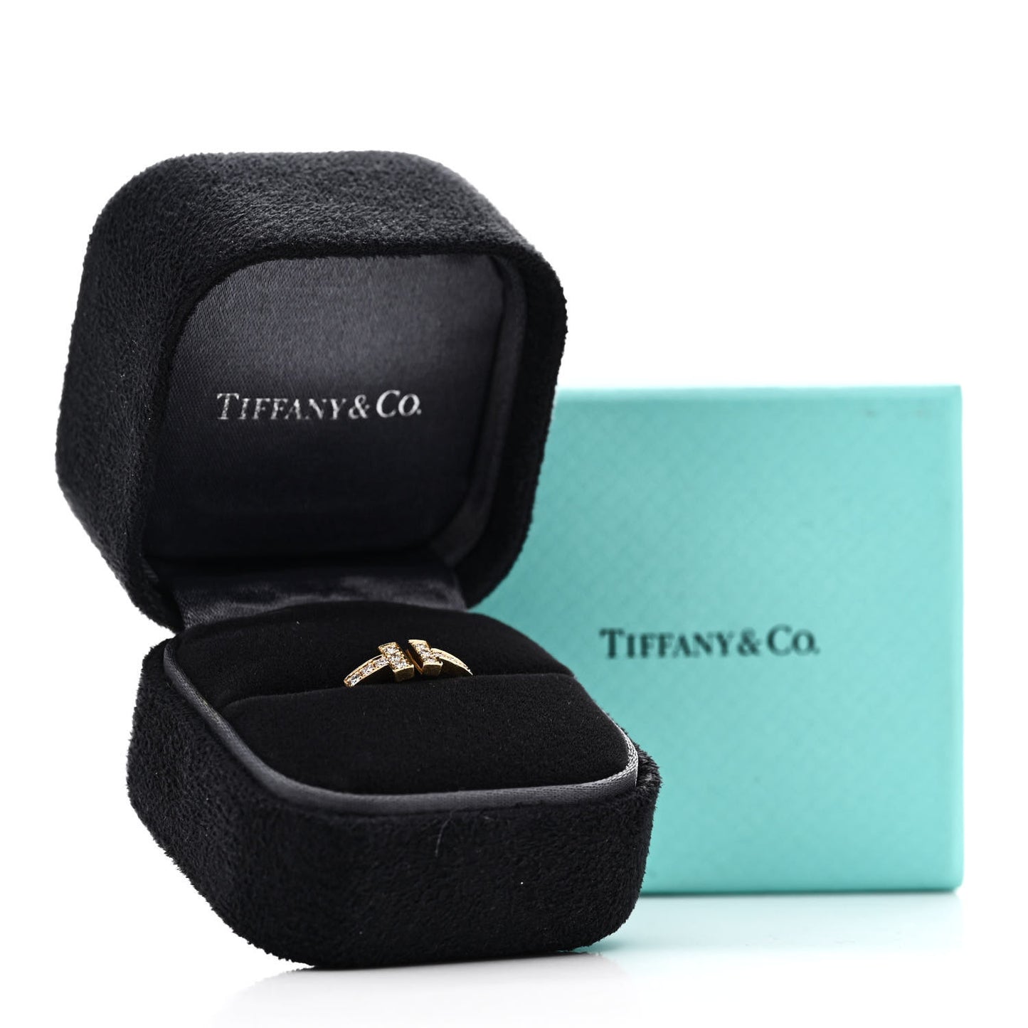 18K Yellow Gold Diamond T Wire Ring 50 5.5