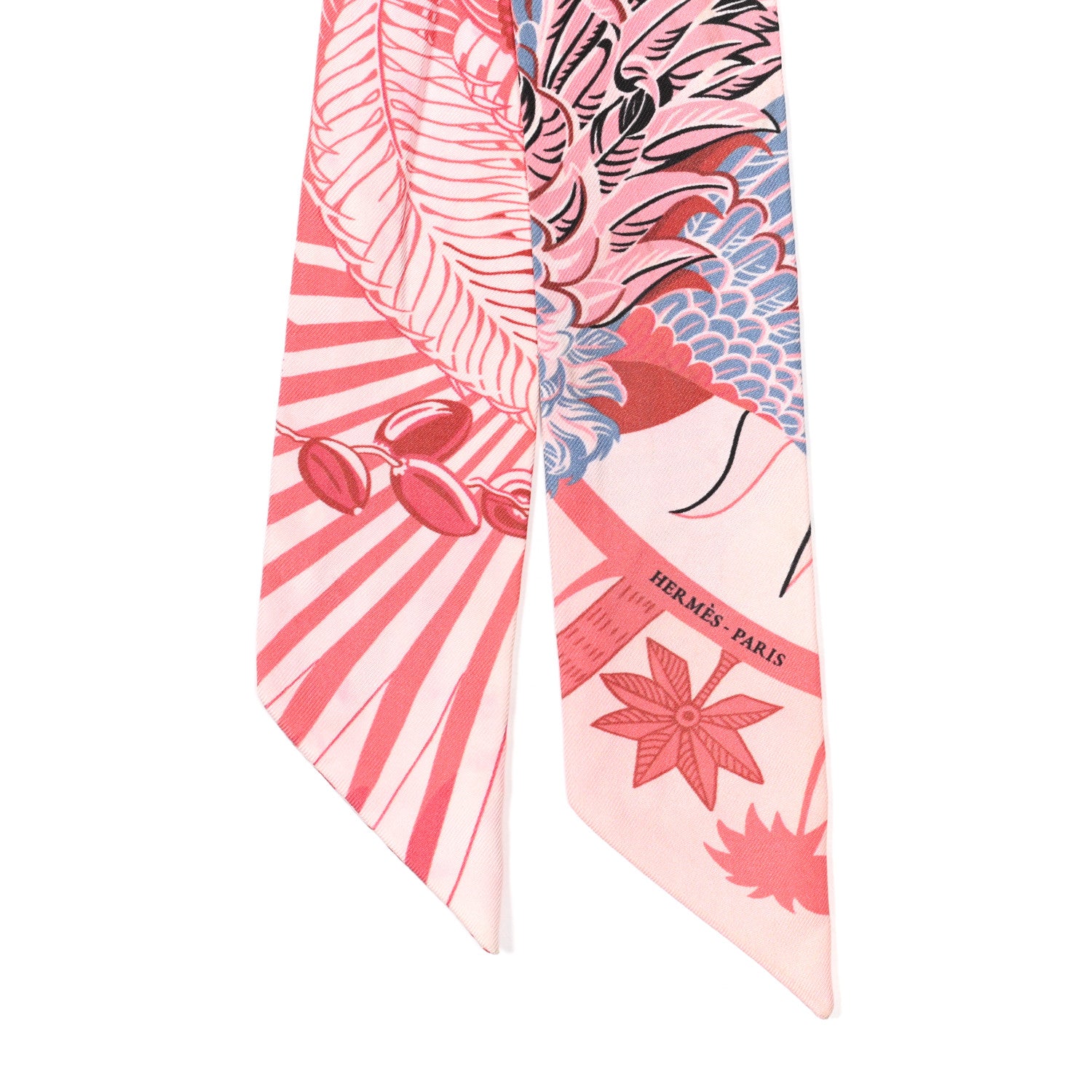Hermes Silk Mythiques Phoenix Coloriages Twilly White Corail Blue Jean 2 of 4