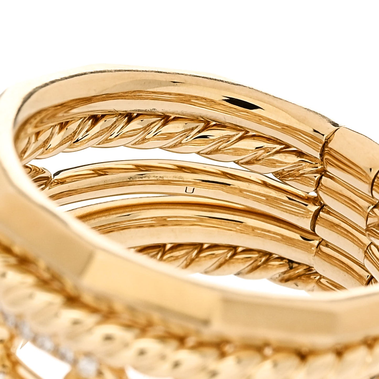 18K Yellow Gold Diamond 15mm Stax Five-Row Ring 49 5