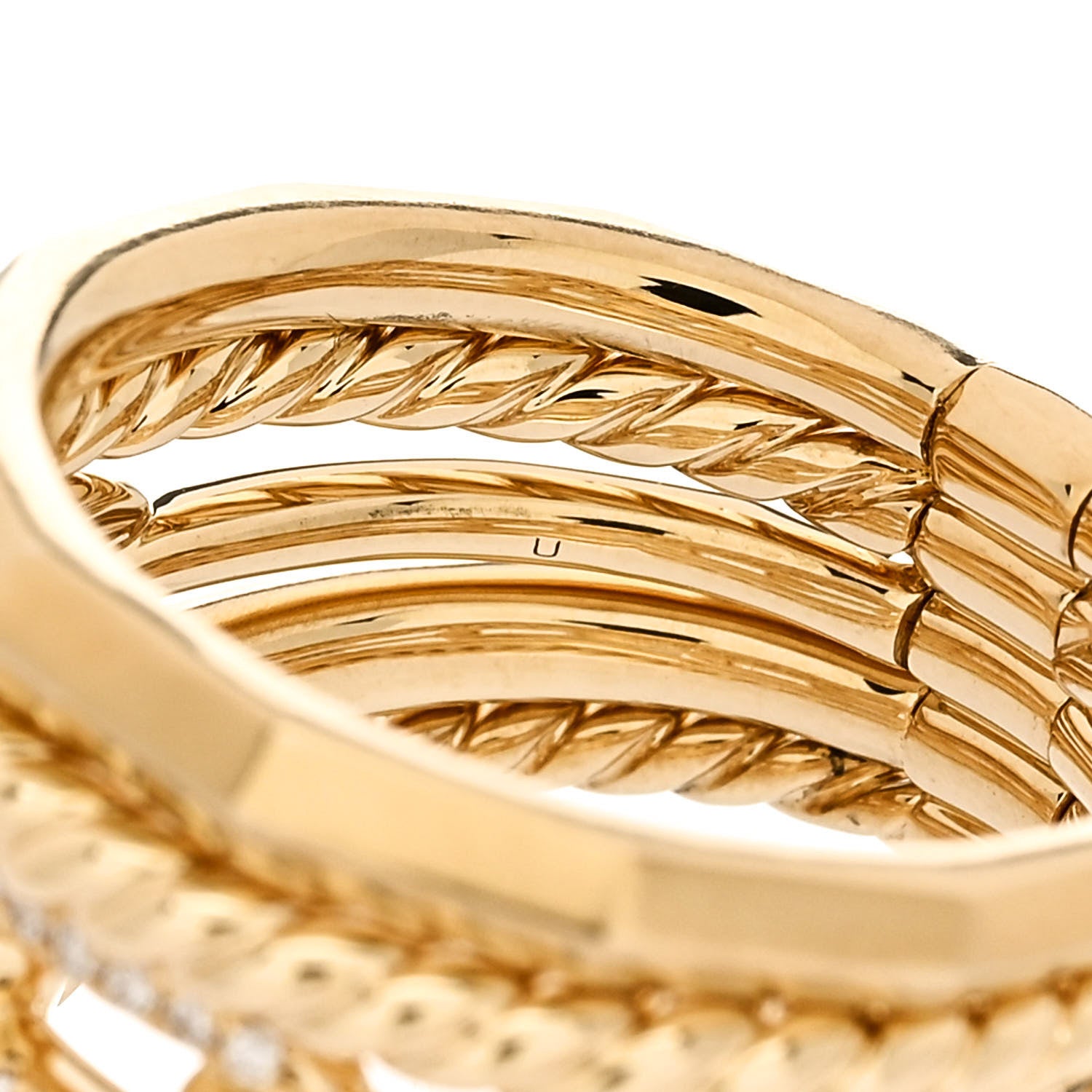 David Yurman 18K Yellow Gold Diamond 15mm Stax Five-Row Ring 49 5 5 of 6