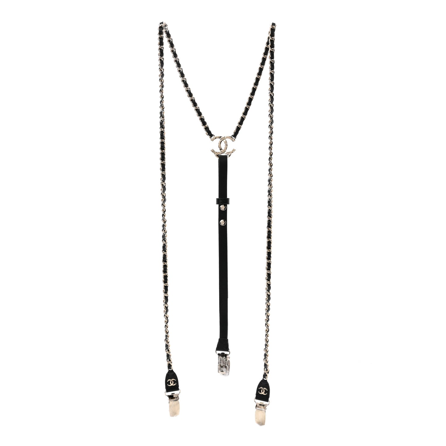 Calfskin CC Chain Suspenders M Black