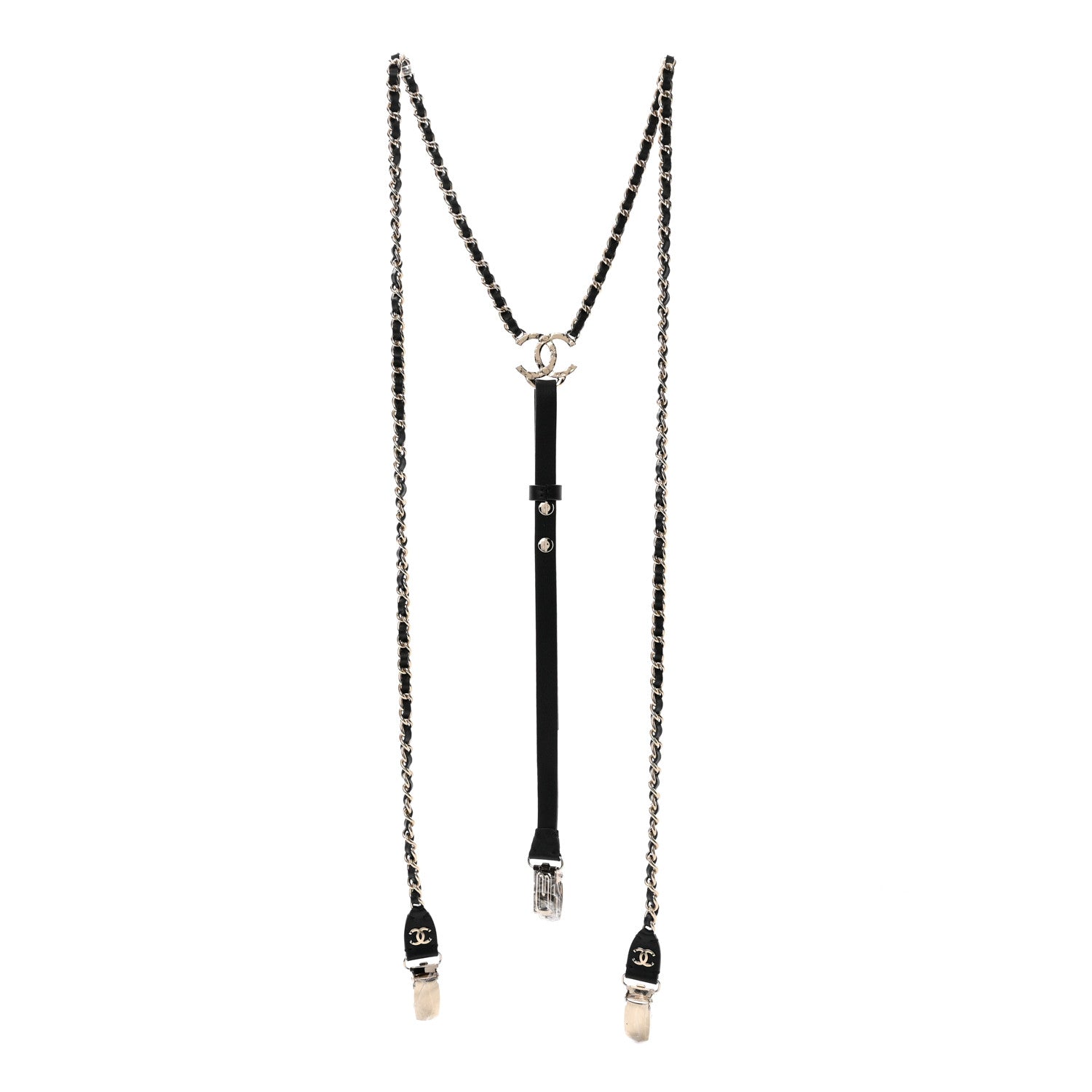 Chanel Calfskin CC Chain Suspenders M Black 2 of 4