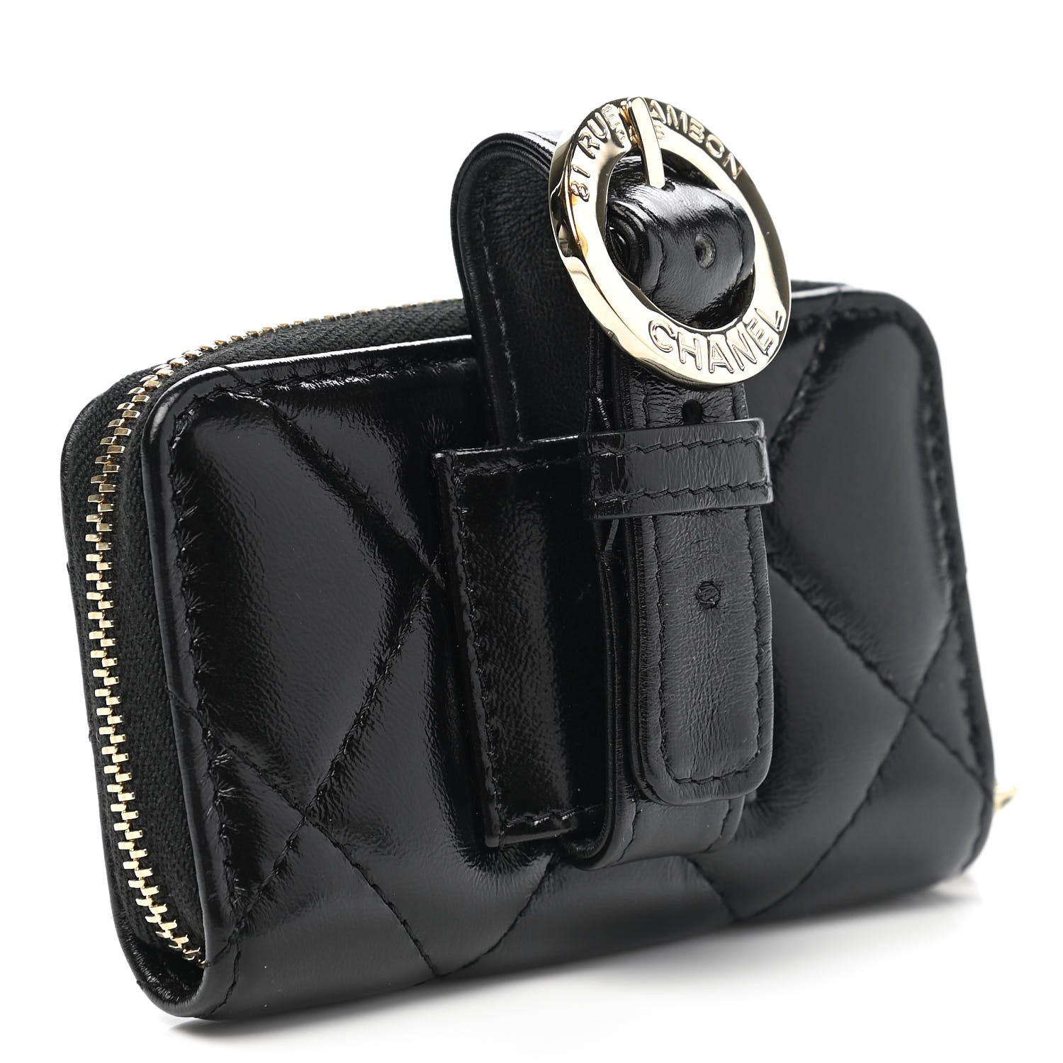 Chanel Shiny Lambskin Coin Purse Bracelet Black 3 of 7