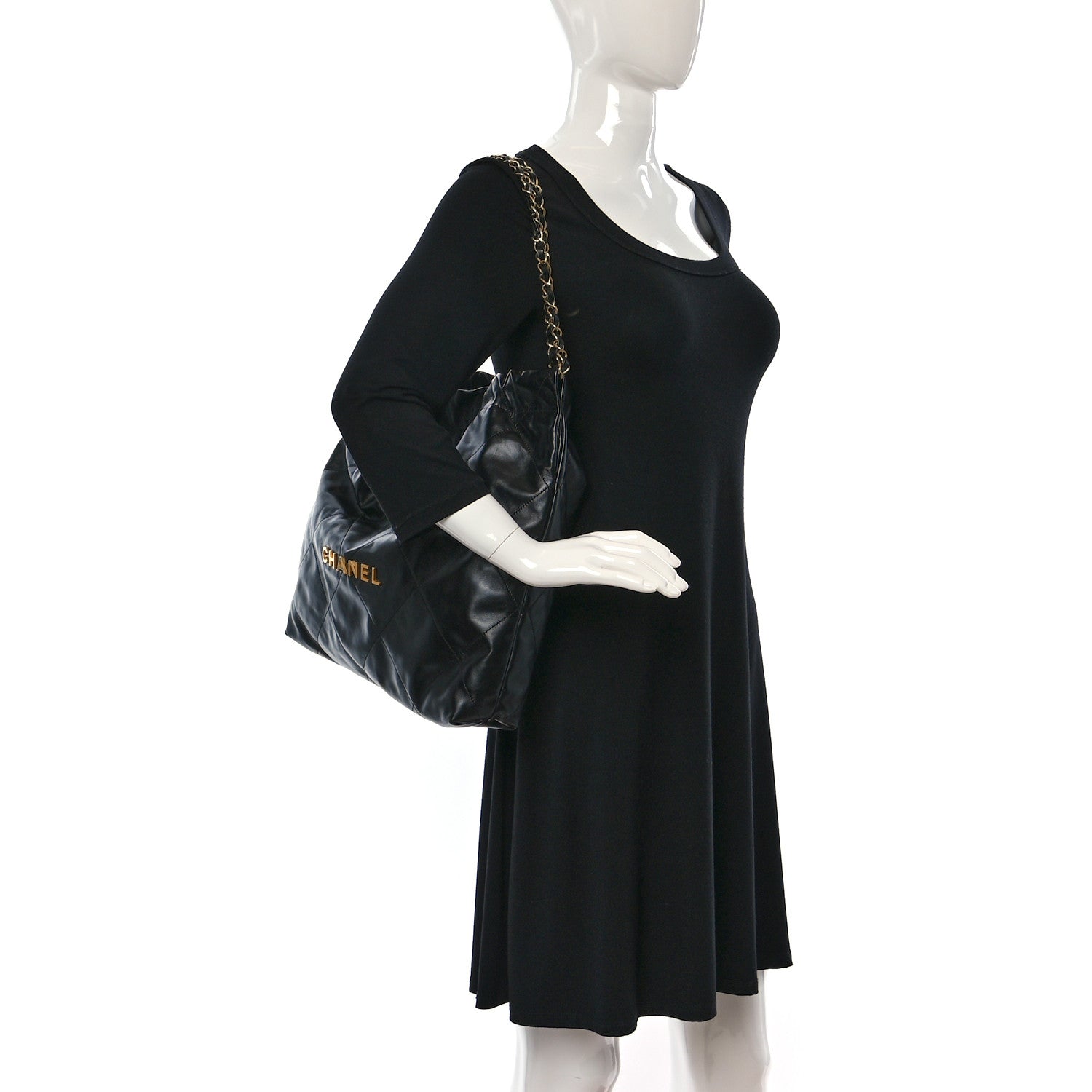 Chanel Shiny Calfskin Quilted Chanel 22 Black 2 of 11