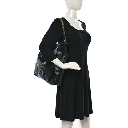 Chanel Shiny Calfskin Quilted Chanel 22 Black 2 of 11