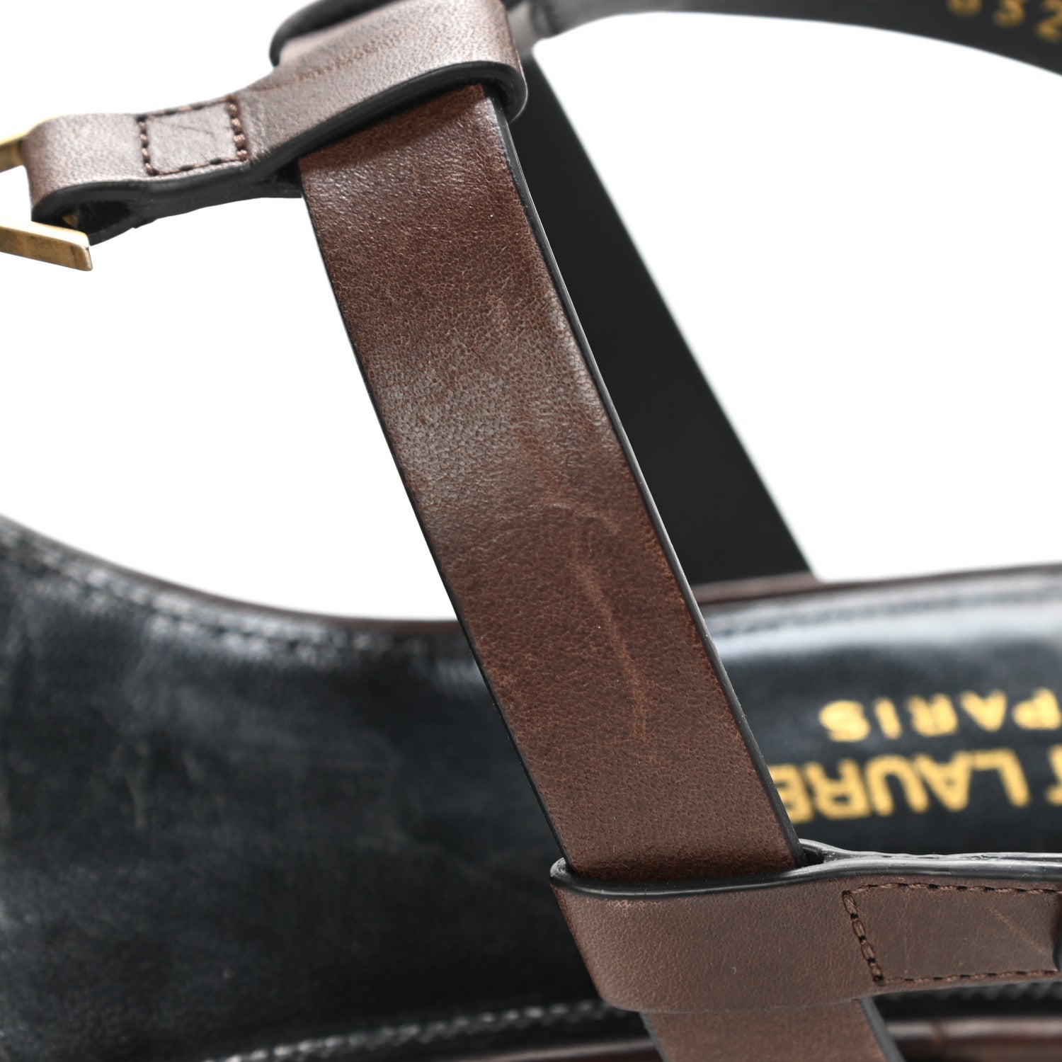 Saint Laurent Calfskin Cassandra Monogram Sandals 38 Dark Brown 9 of 12