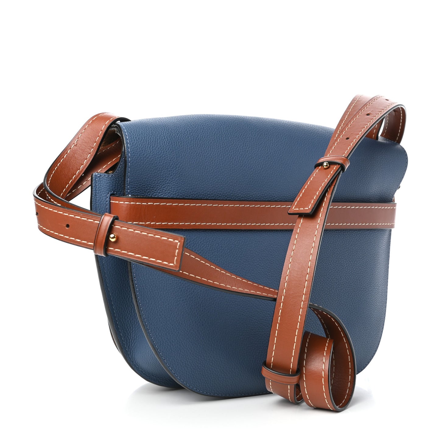 Grained Calfskin Small Gate Crossbody Bag Varsity Pecan