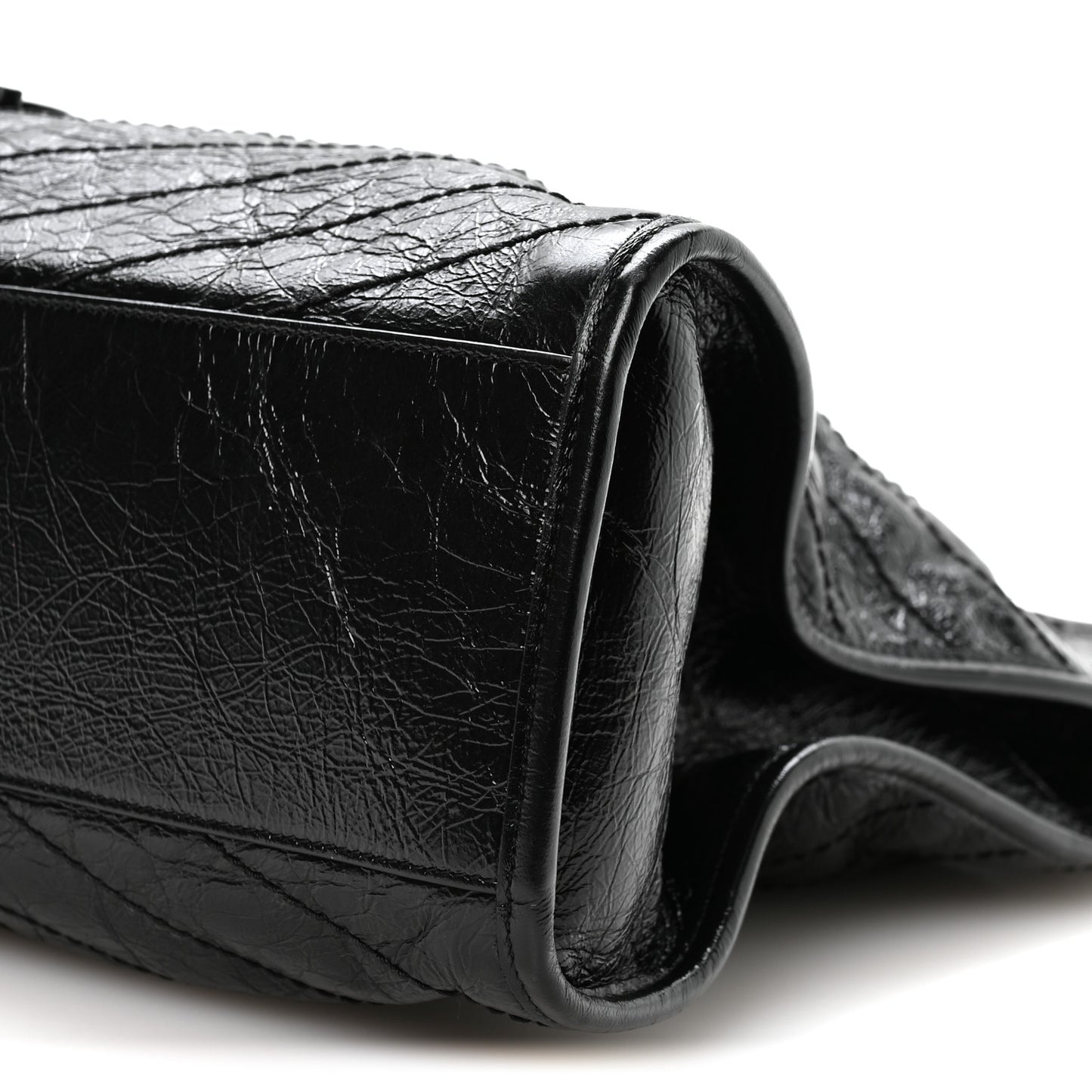Crinkled Calfskin Matelasse Monogram Medium Niki Shopper Tote Black