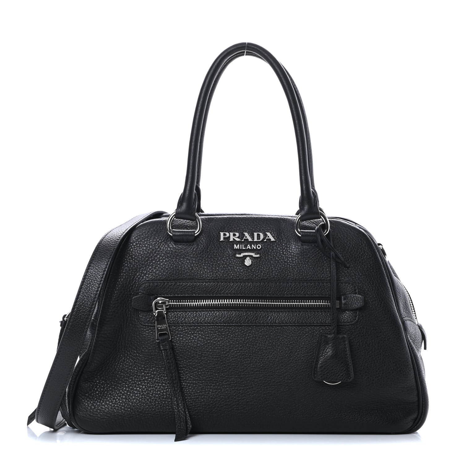 Prada Vitello Daino Dome Satchel Black 1 of 14