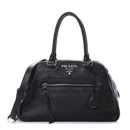 Prada Vitello Daino Dome Satchel Black 1 of 14