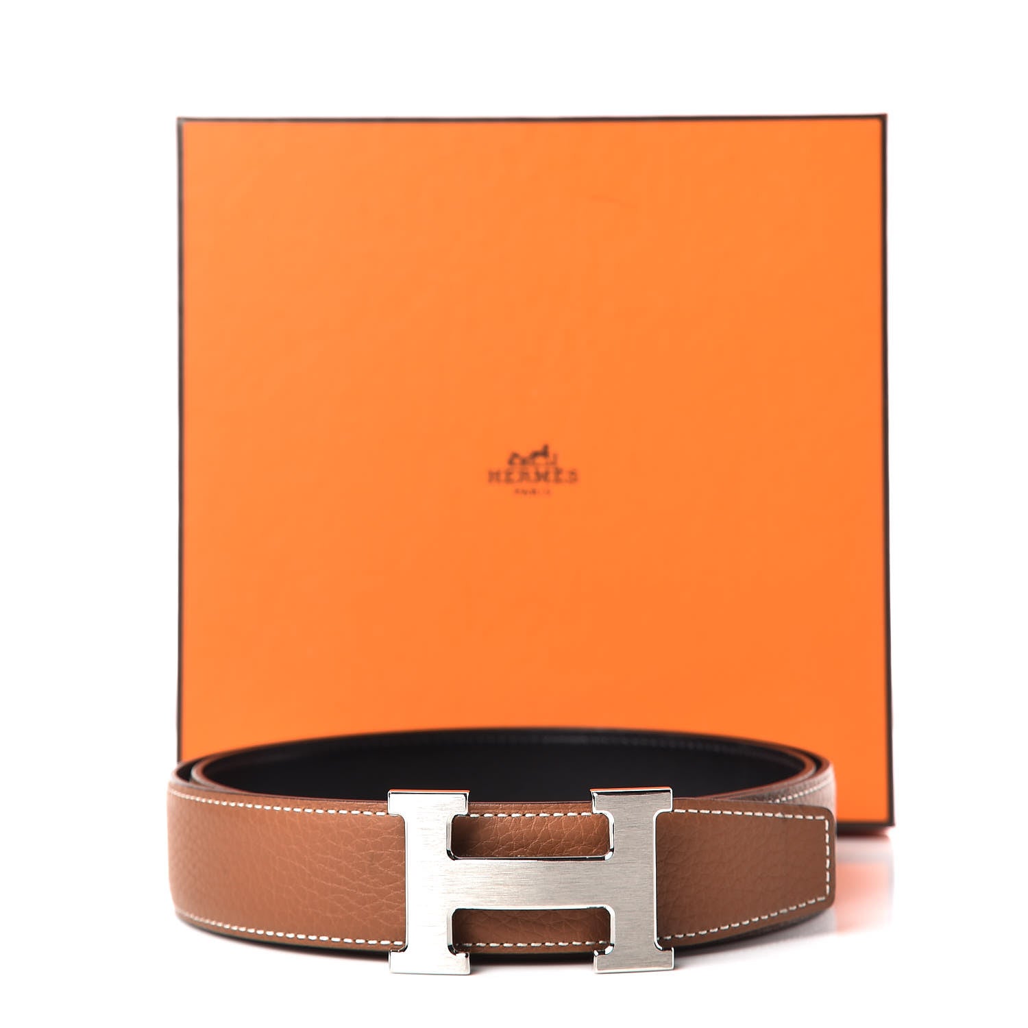 Hermes Box Togo 32mm H Belt 85 Black Gold 7 of 7