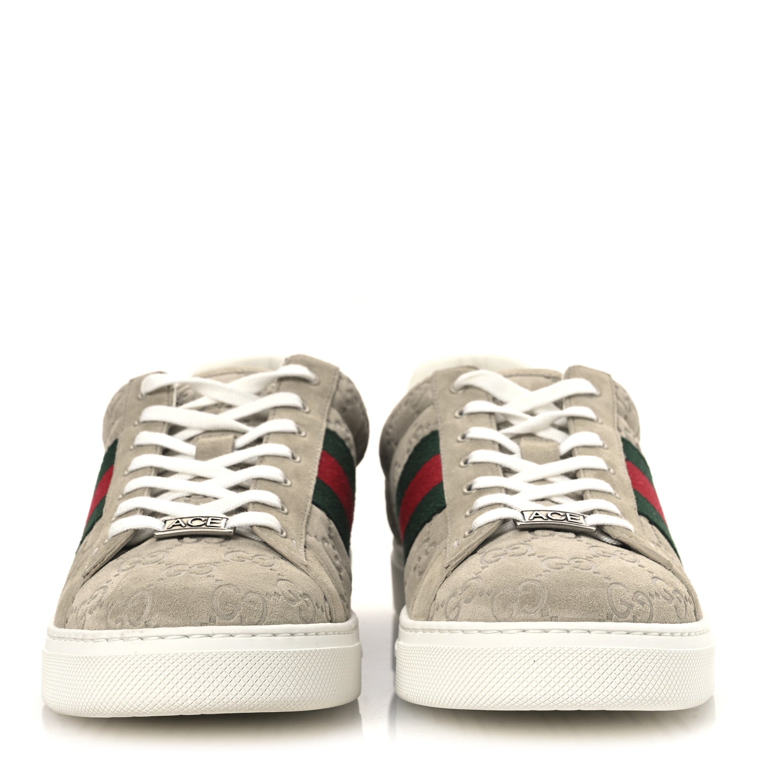 Gucci Suede GG Monogram Web Mens Ace Sneakers 8.5 Oatmeal 3 of 11