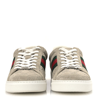 Gucci Suede GG Monogram Web Mens Ace Sneakers 8.5 Oatmeal 3 of 11