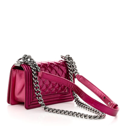 Chanel Metallic Patent Calfskin Quilted Small Boy Flap Pink 3 of 10