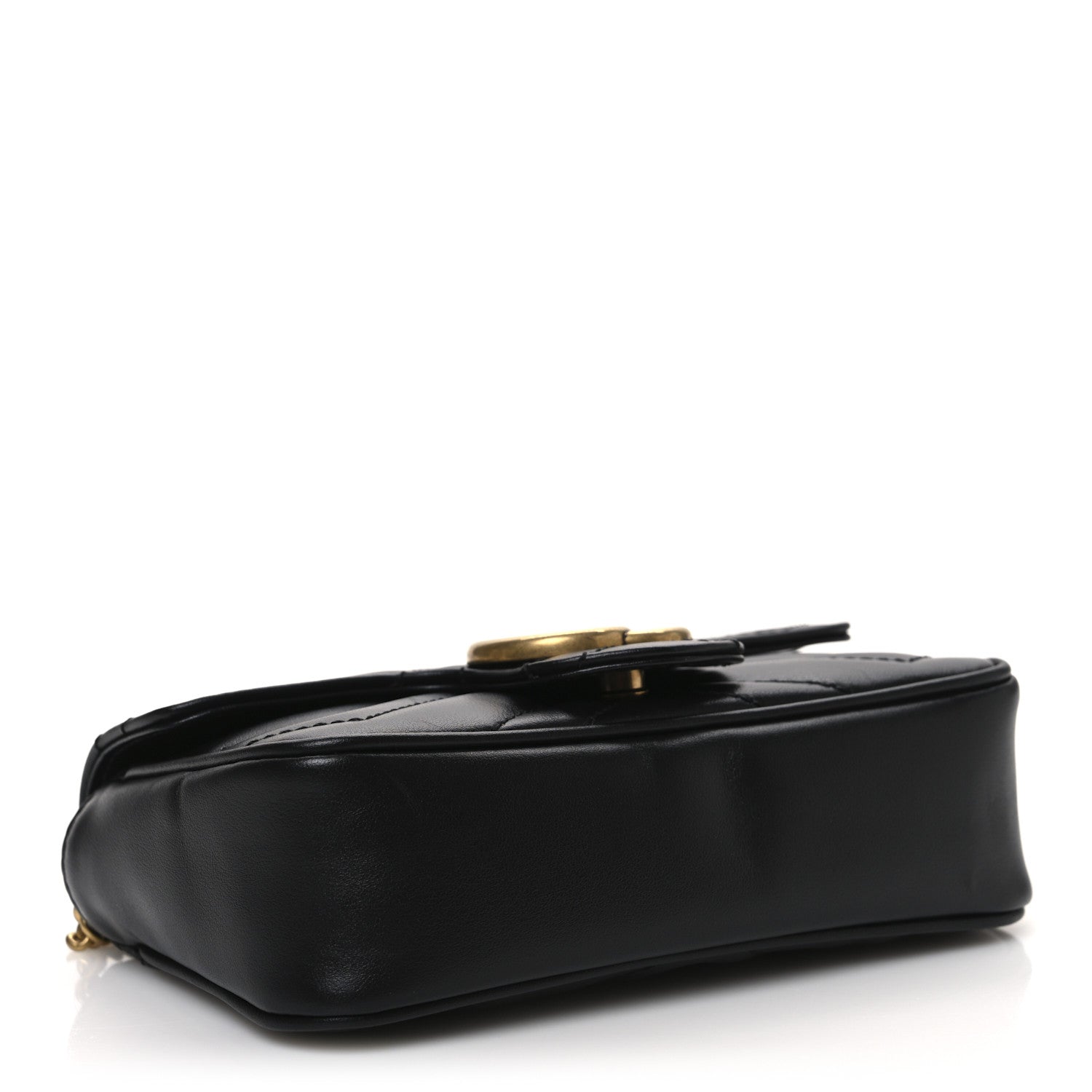 Gucci Calfskin Matelasse Super Mini GG Marmont Shoulder Bag Black 4 of 11