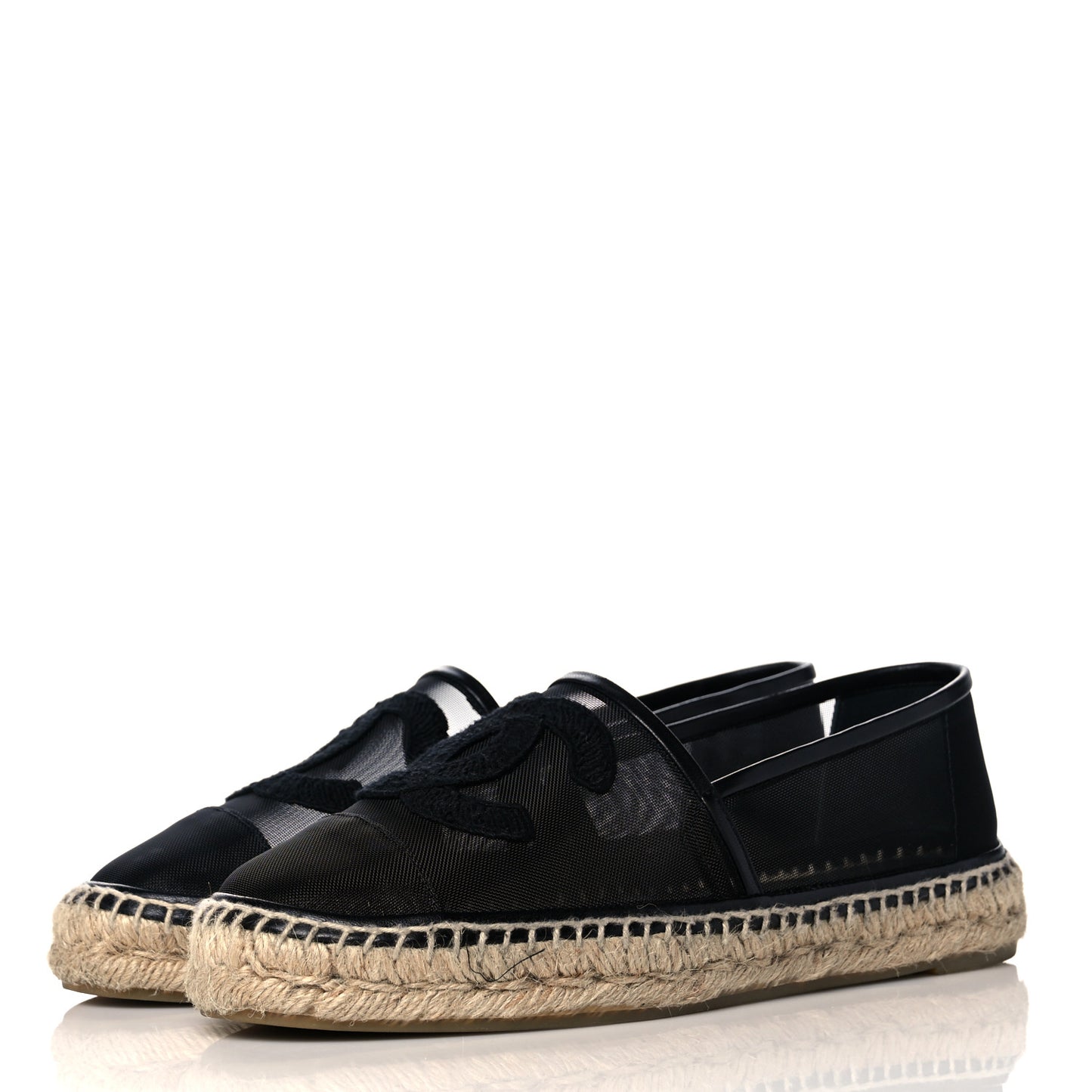 Mesh Grosgrain CC Espadrilles 39 Black