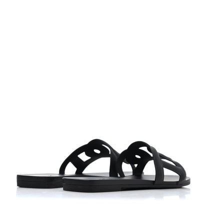 Hermes Rubber Aloha Sandals 38 Black 3 of 4