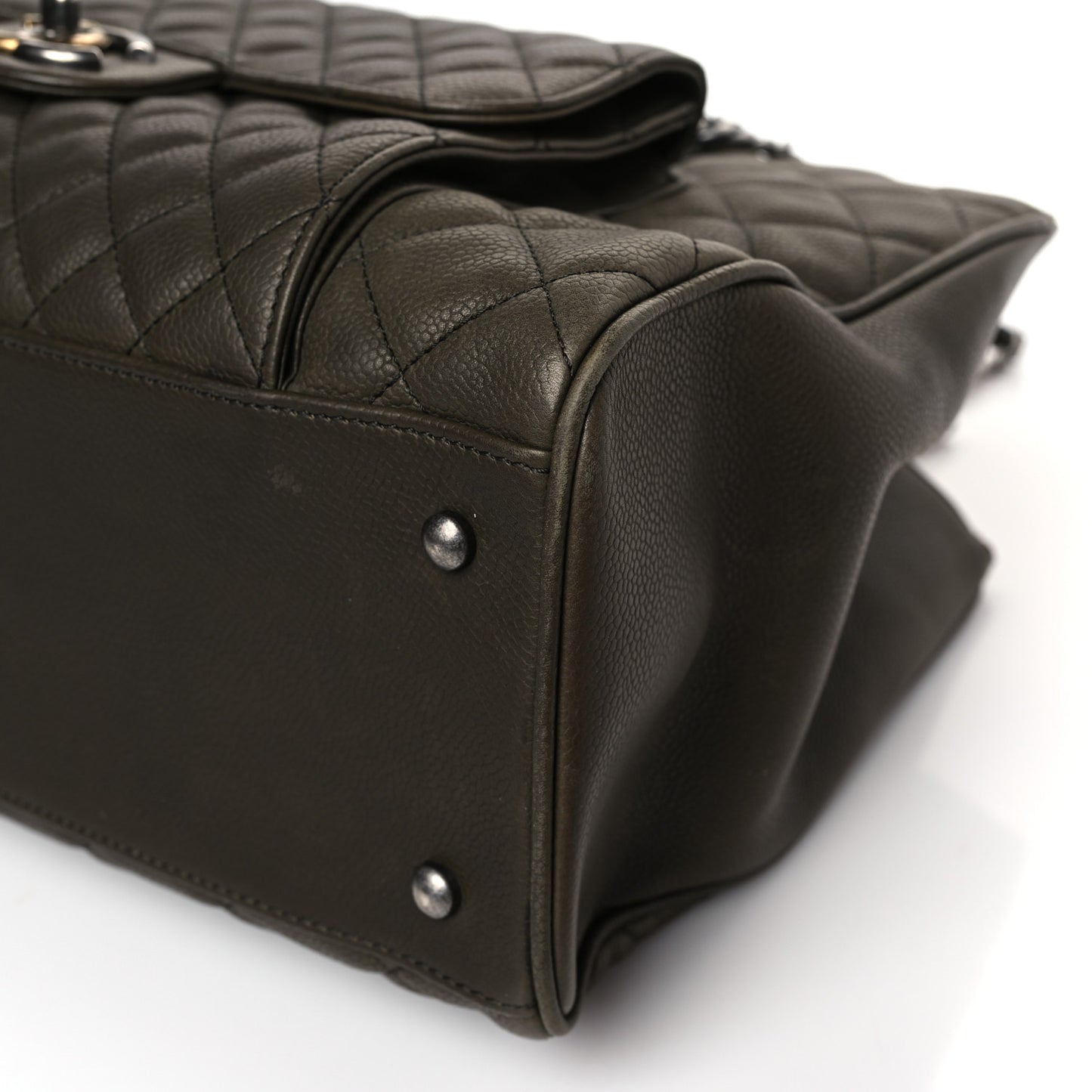 Caviar Quilted Large Casual Pocket Tote Khaki