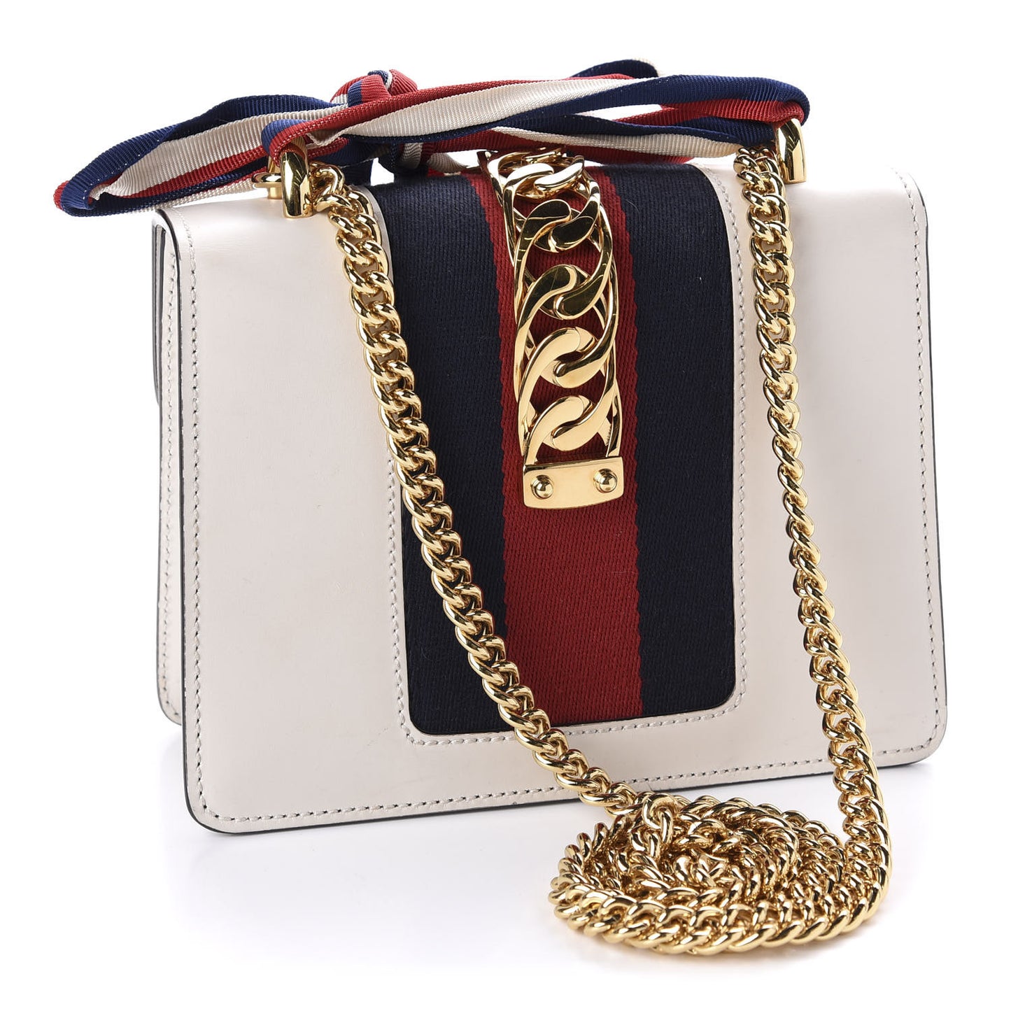 Calfskin Mini Sylvie Chain Shoulder Bag White