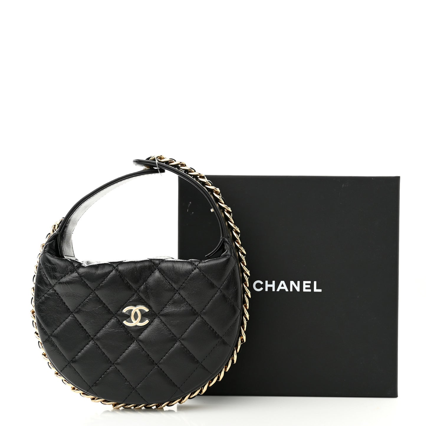 Quilted Chain Around Pouch Black